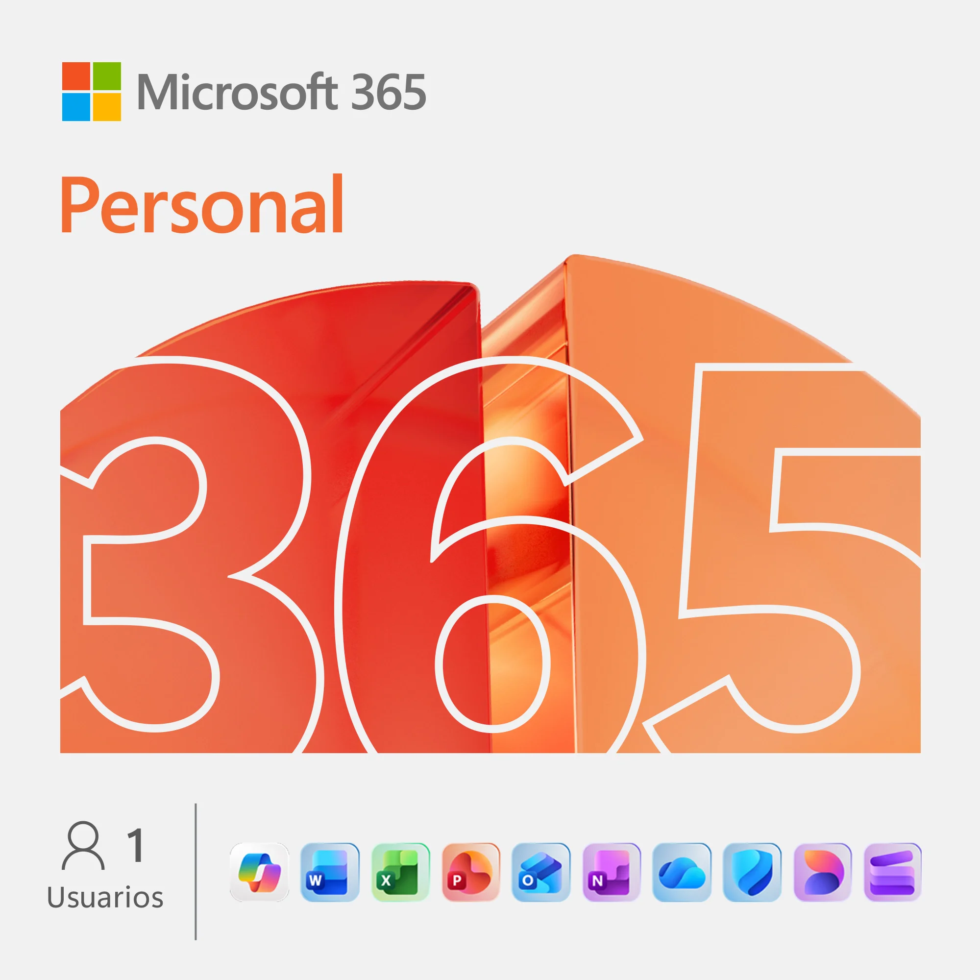 OFFICE MICROSOFT 365 PERSONAL 1 Usuario - 5 Dispositivos, 12 MESES + IA Copilot