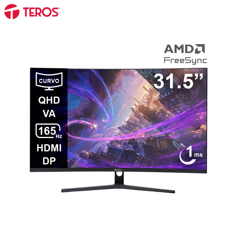 Monitor Curvo Gaming TEROS TE-3217G 31.5" QHD VA 165Hz 1ms DP HDMI Audio Out