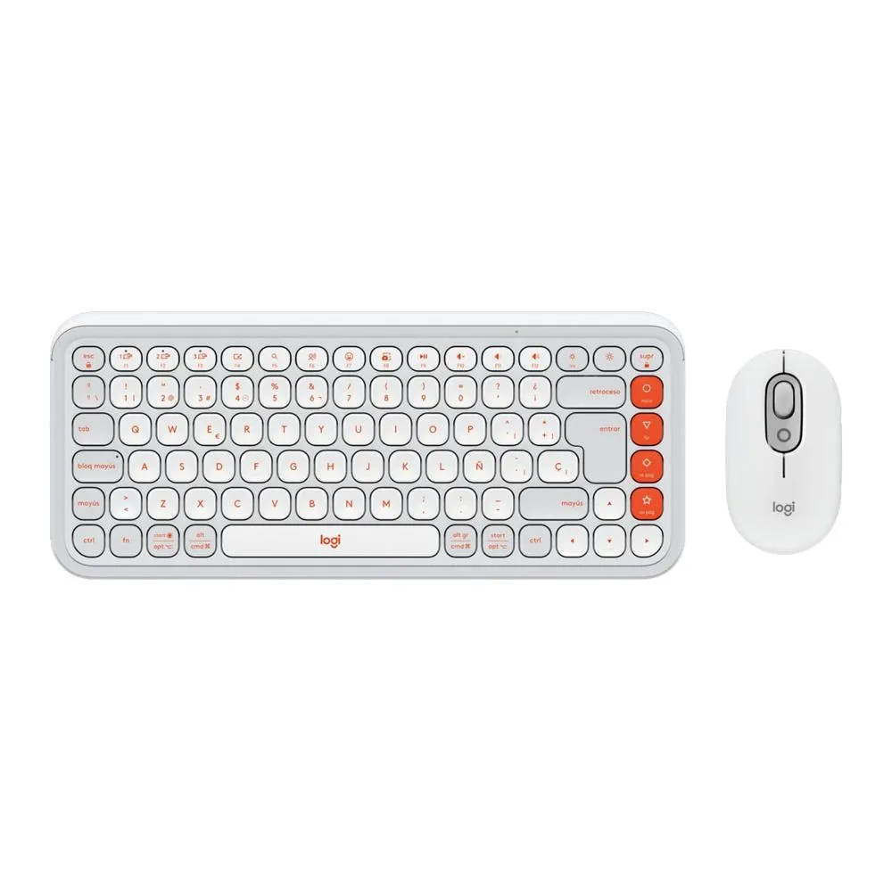 TECLADO LOGITECH + MOUSE POP ICON BLUETOOTH/WIRELESS SP / COPILOT/ WHITE (920-013055)