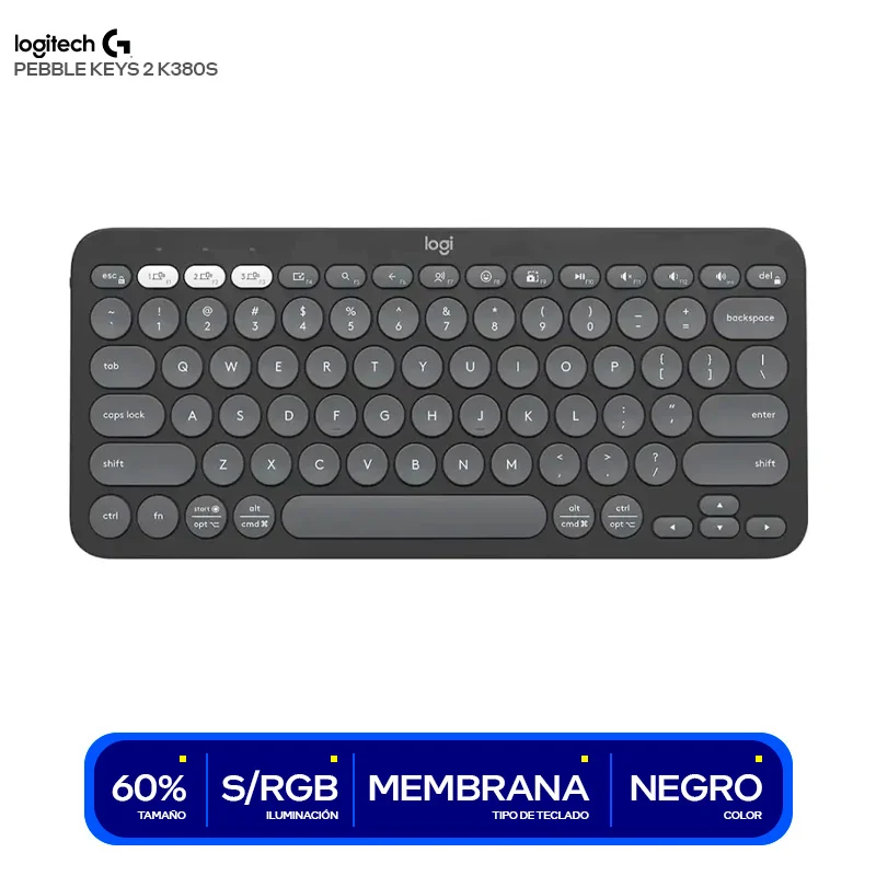 TECLADO LOGITECH PEBBLE 2 K380S BLUETOOTH/WIRELESS SP GRAPHITE (920-011783)